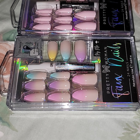 Pretty Woman faux nails nude pink & ombre blue purple pink 2pk - Picture 2 of 4